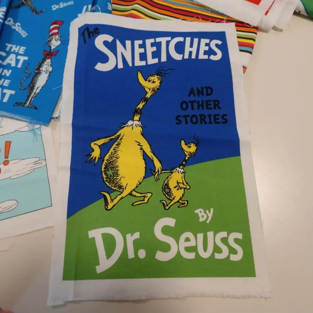 DR. Seuss “Celebrate Seuss” Book Titles  + other Seussy Cotton Fabric Panels